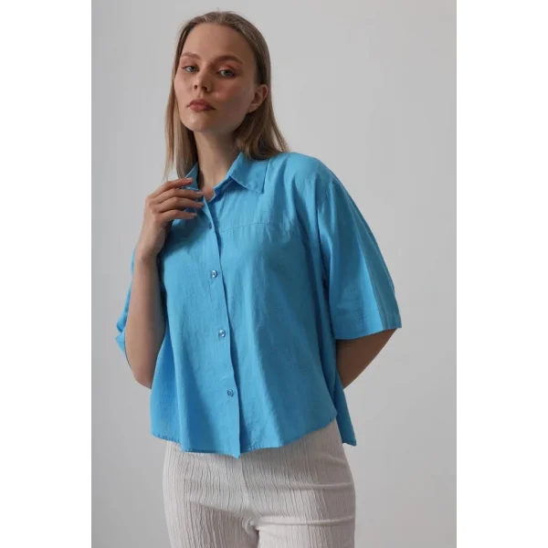 Yarım Kol Gömlek - Turkuaz