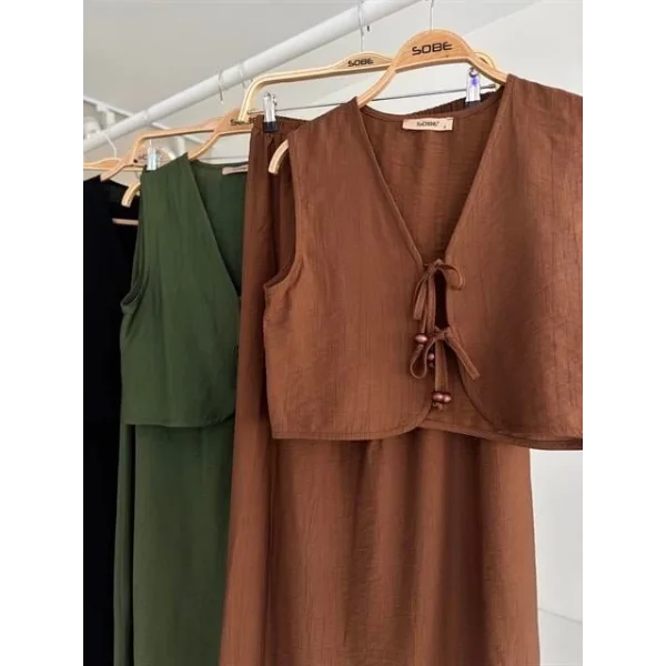 Yelek Önden Bağlamalı Uzun Etekli Takım 10192