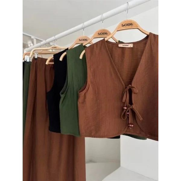 Yelek Önden Bağlamalı Uzun Etekli Takım 10192