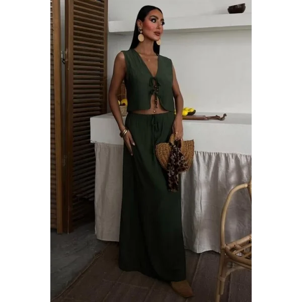 Yelek Önden Bağlamalı Uzun Etekli Takım 10192