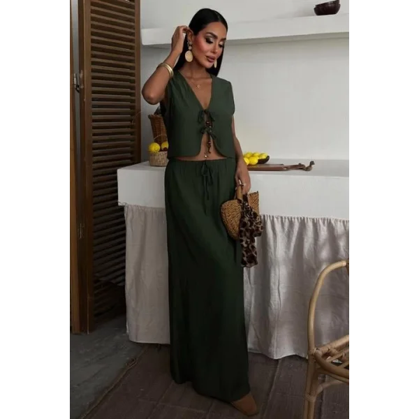 Yelek Önden Bağlamalı Uzun Etekli Takım 10192