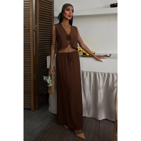 Yelek Önden Bağlamalı Uzun Etekli Takım 10192