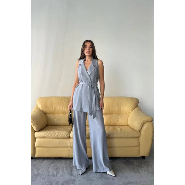 YELEK - PANTOLON TAKIM ÇİLEK KUMAŞ - Gri