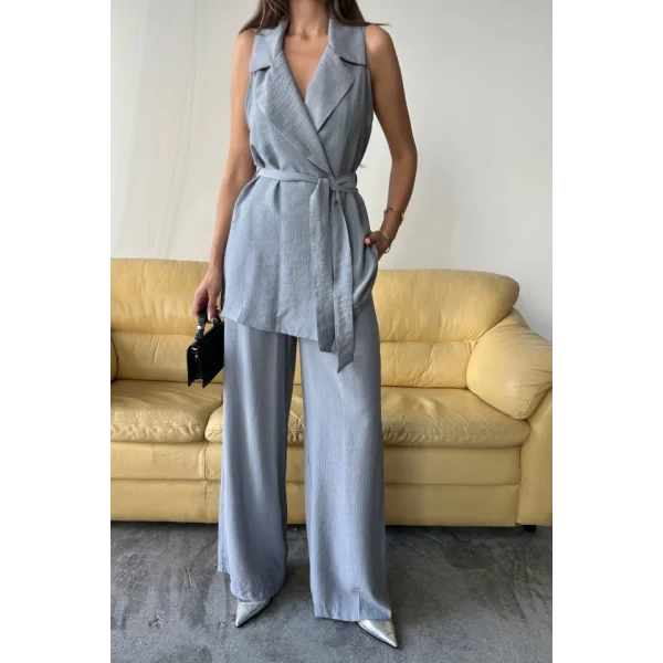 YELEK - PANTOLON TAKIM ÇİLEK KUMAŞ - Gri