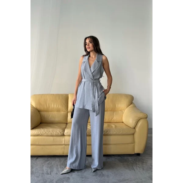 YELEK - PANTOLON TAKIM ÇİLEK KUMAŞ - Gri