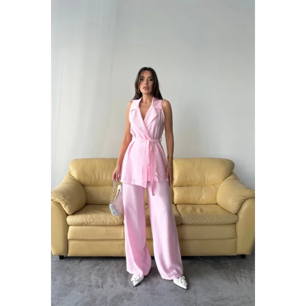 YELEK - PANTOLON TAKIM ÇİLEK KUMAŞ - Pembe