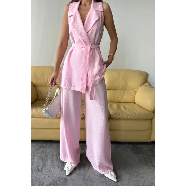 YELEK - PANTOLON TAKIM ÇİLEK KUMAŞ - Pembe
