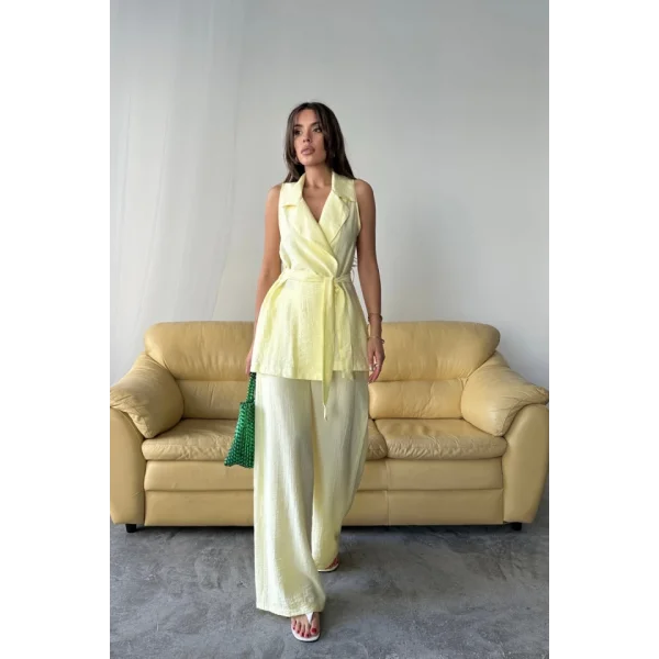 YELEK - PANTOLON TAKIM ÇİLEK KUMAŞ - Sarı