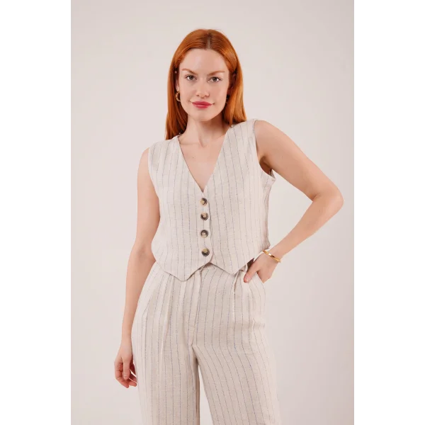 Yelek Ve Pantolon avi Şeritli İkili Takım