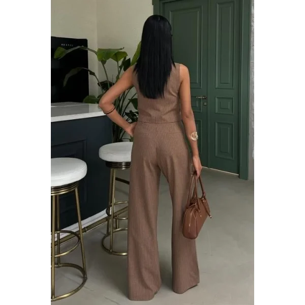 Yelek Ve Pantolon Çizgili Double Takım 10017