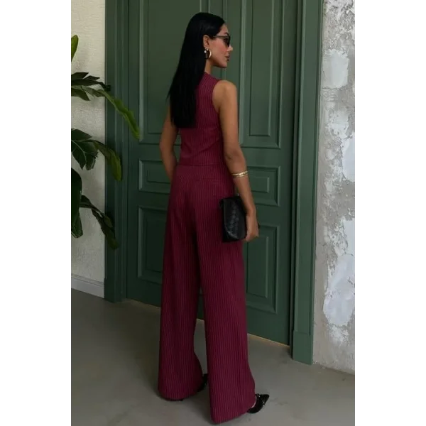 Yelek Ve Pantolon Çizgili Double Takım 10017