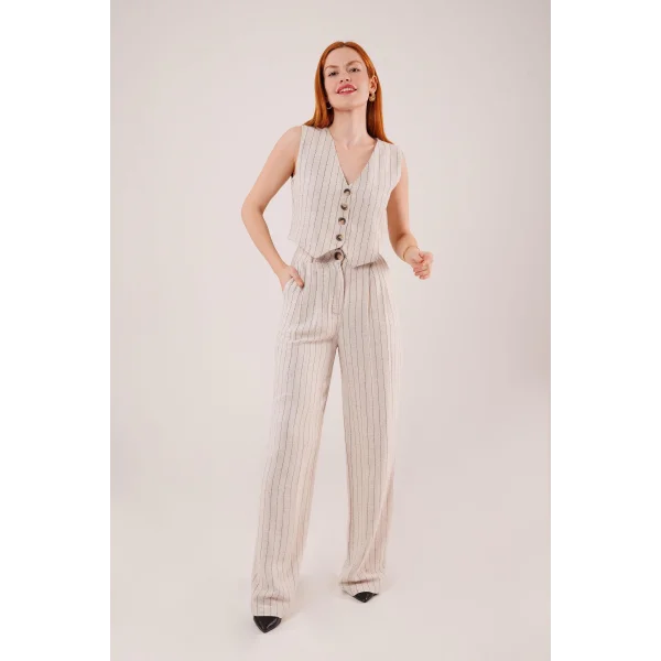 Yelek Ve Pantolon iyah Şeritli İkili Takım