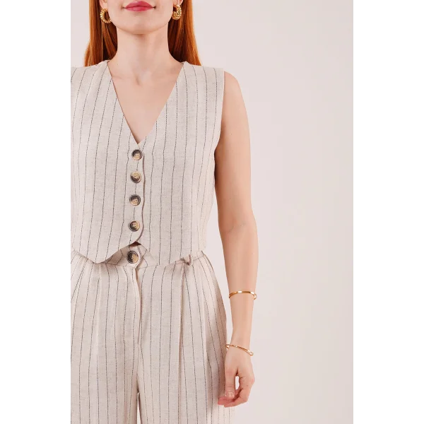 Yelek Ve Pantolon iyah Şeritli İkili Takım