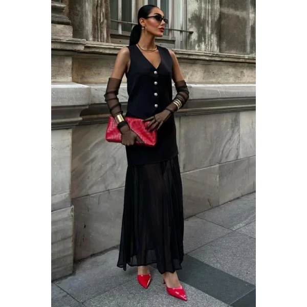 Yelek Ve Pilise Etekli Premium Takım 10096