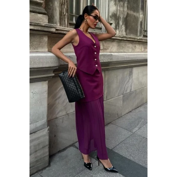 Yelek Ve Pilise Etekli Premium Takım 10096