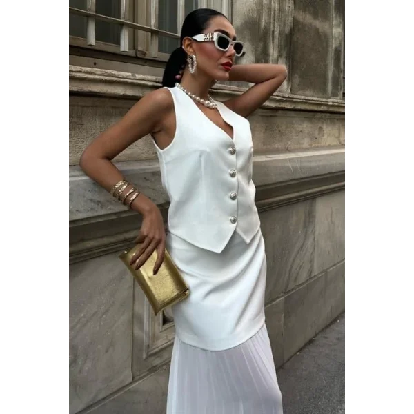 Yelek Ve Pilise Etekli Premium Takım 10096