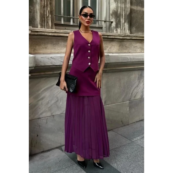 Yelek Ve Pilise Etekli Premium Takım 10096