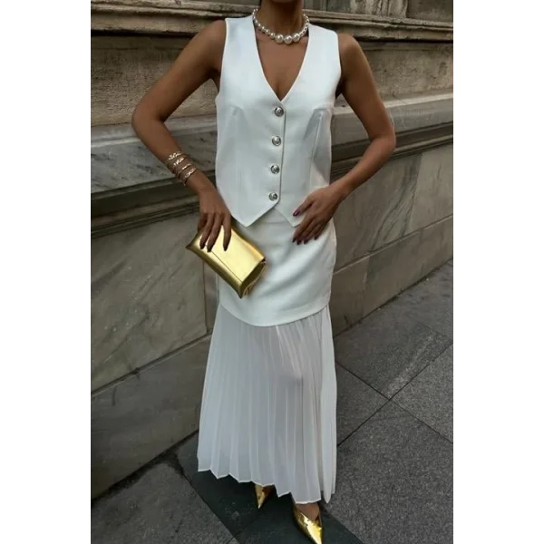 Yelek Ve Pilise Etekli Premium Takım 10096