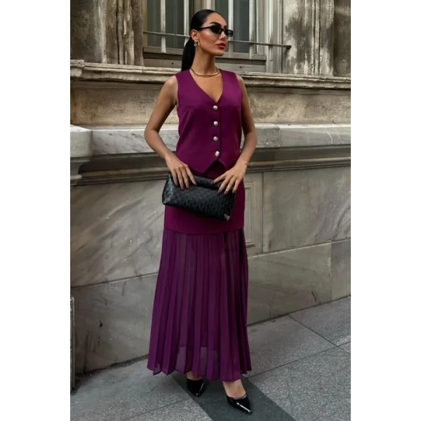 Yelek Ve Pilise Etekli Premium Takım 10096