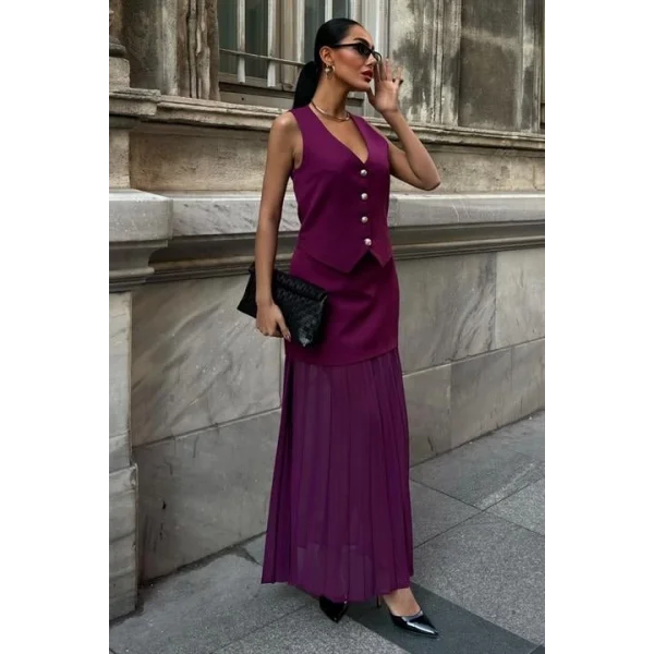 Yelek Ve Pilise Etekli Premium Takım 10096