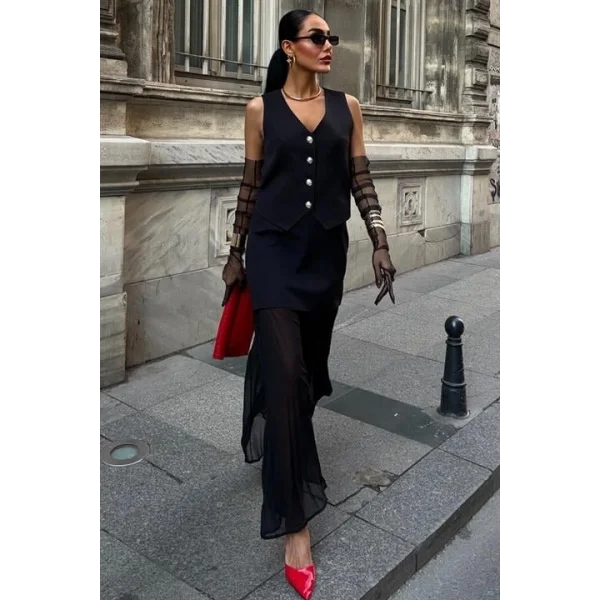 Yelek Ve Pilise Etekli Premium Takım 10096