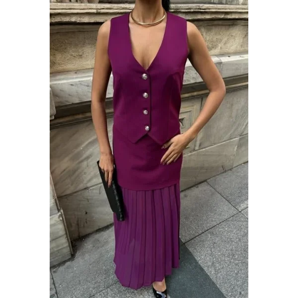 Yelek Ve Pilise Etekli Premium Takım 10096