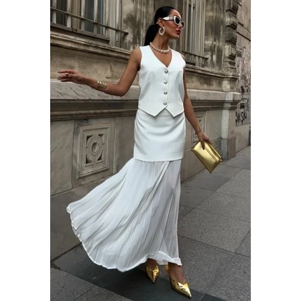 Yelek Ve Pilise Etekli Premium Takım 10096