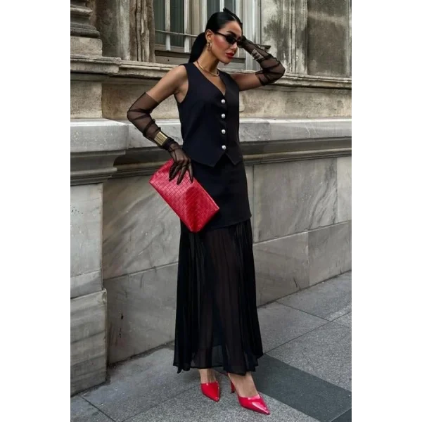 Yelek Ve Pilise Etekli Premium Takım 10096