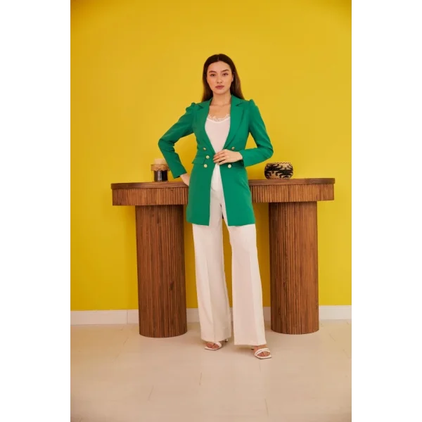Yeşil Blazer Düğmeli Ceket