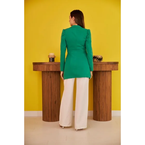 Yeşil Blazer Düğmeli Ceket