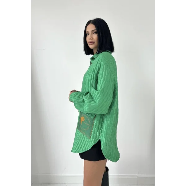 Yeşil Cepli Kapitone Gömlek