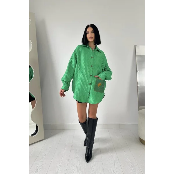 Yeşil Cepli Kapitone Gömlek