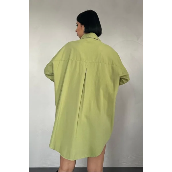 Yeşil Çift Cep Kapaklı Çıtçıtlı Gömlek