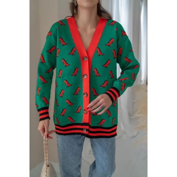 Yeşil Desenli Hırka