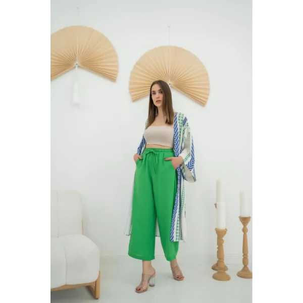 Yeşil Keten Pantolon