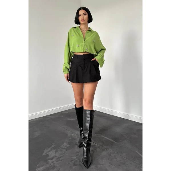 Yeşil Klasik Kalıp El İşlemeli Gömlek