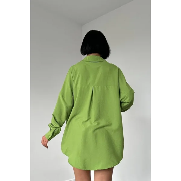 Yeşil Klasik Kalıp El İşlemeli Gömlek