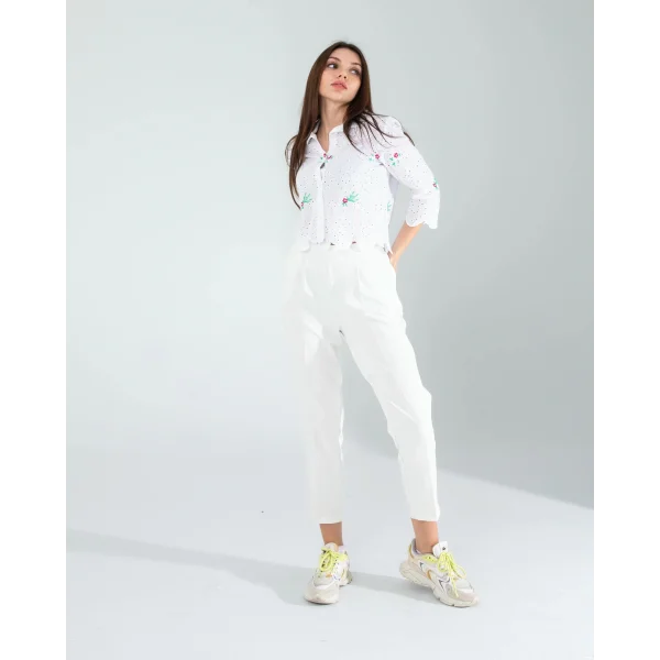 Yeşil Nakışlı Fisto Gömlek