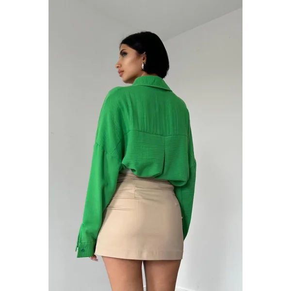 Yeşil Taş İşlemeli Gömlek