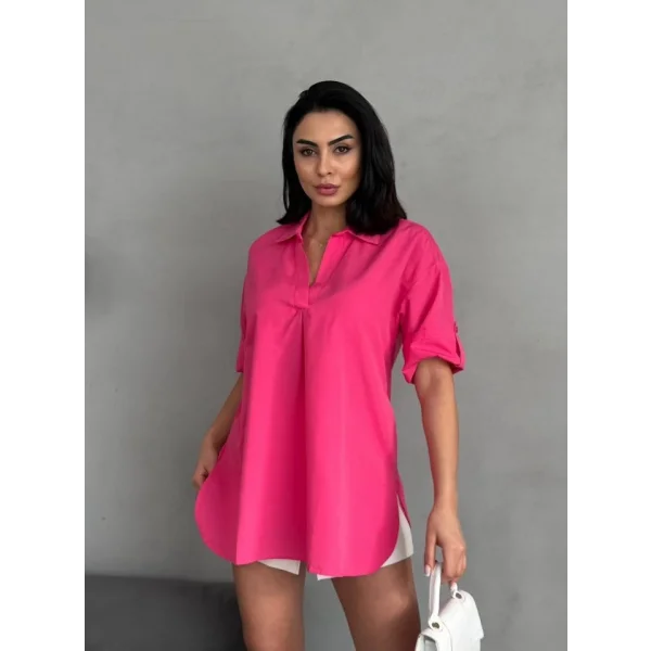 Yırtmaç Detaylı Tunik Gömlek