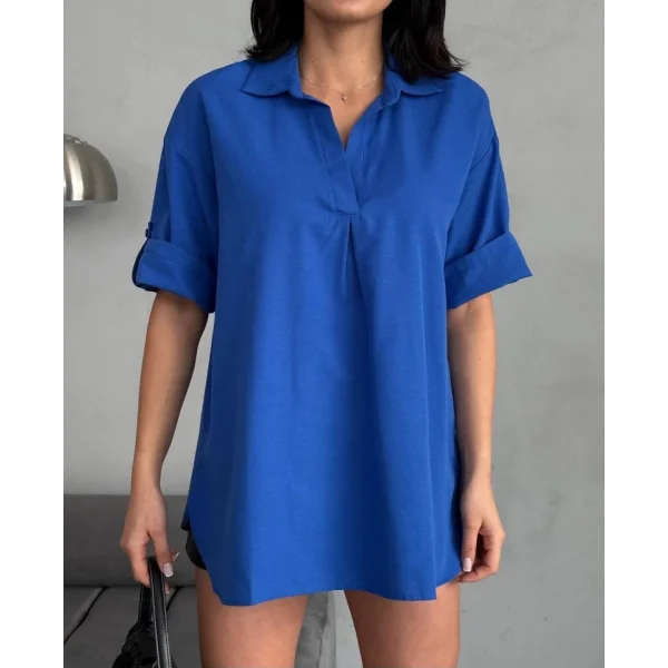 Yırtmaç Detaylı Tunik Gömlek