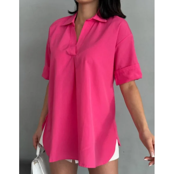 Yırtmaç Detaylı Tunik Gömlek