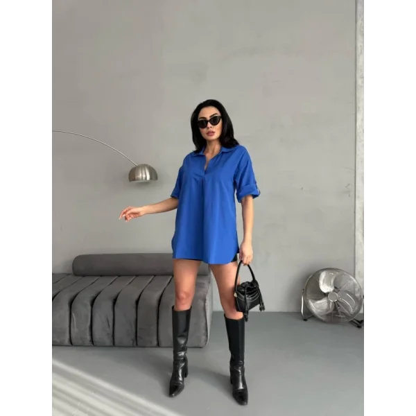 Yırtmaç Detaylı Tunik Gömlek