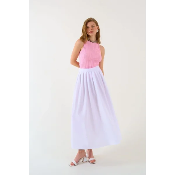 Yırtmaçlı Etek  Beyaz