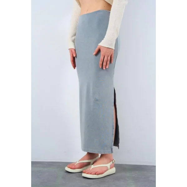 Yırtmaçlı Etek  Gri