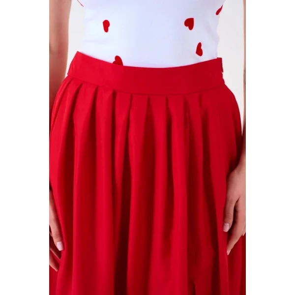 Yırtmaçlı Etek  Kırmızı