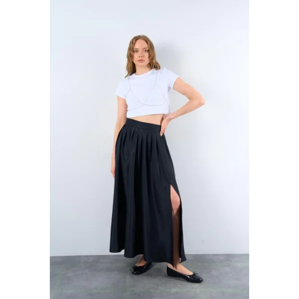 Yırtmaçlı Etek - Siyah