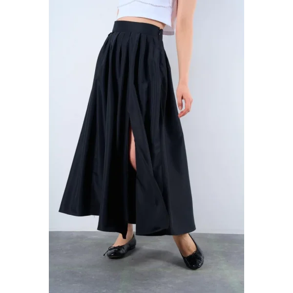 Yırtmaçlı Etek - Siyah