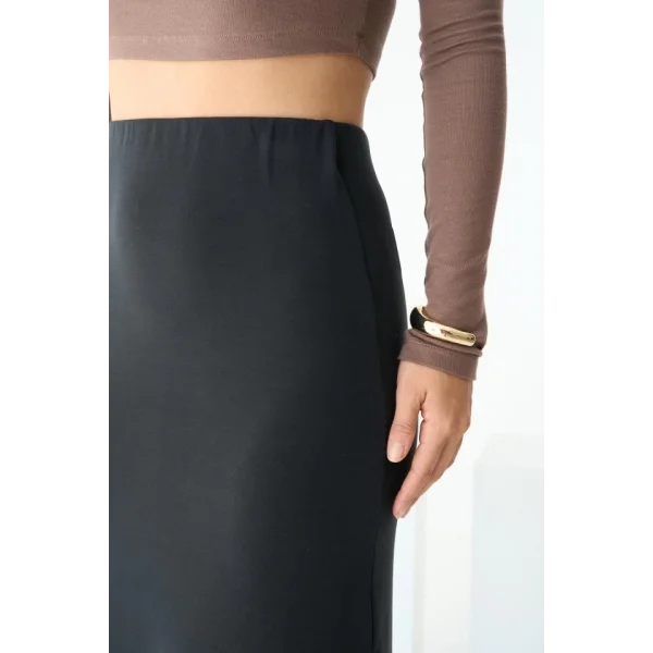 Yırtmaçlı Örme Etek  iyah