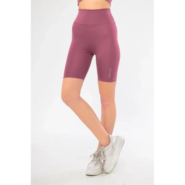 Yüksek Bel Biker Sporcu Şort - Gül Kurusu